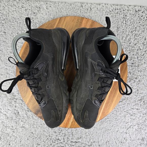 Nike Air Max 270 React Triple Black GS Gym Athletic Sneakers Kids 5y BQ0103-004 - Picture 6 of 11